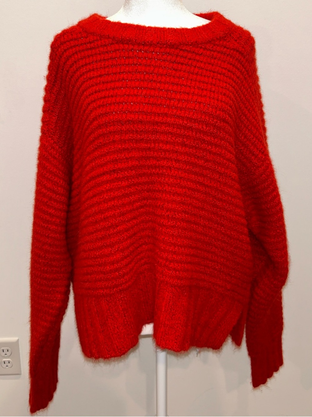 Pistola Adina Everyday Waffle Knit Raglan Sweater in Rouge, Size Large - Picture 3 of 8